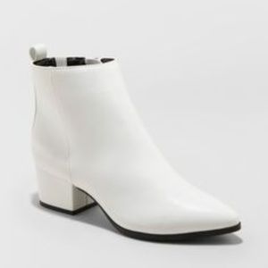 Valerie Wide Width White Ankle Boots